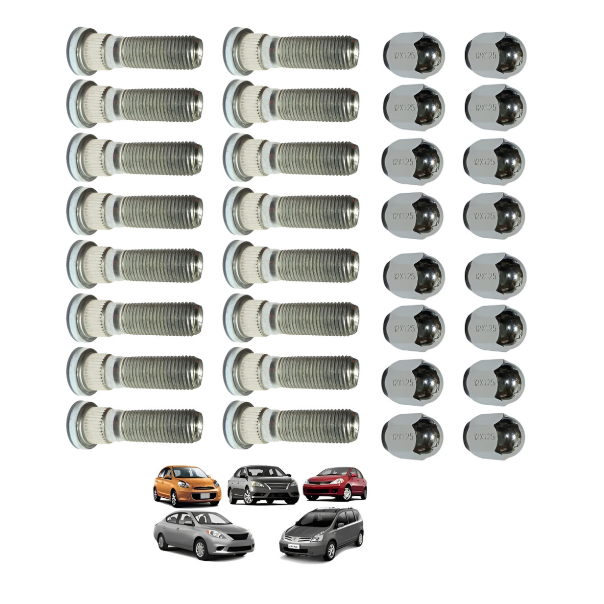 Kit 16 Prisioneiro Roda C/ Porca Sentra Tiida Livina Versa