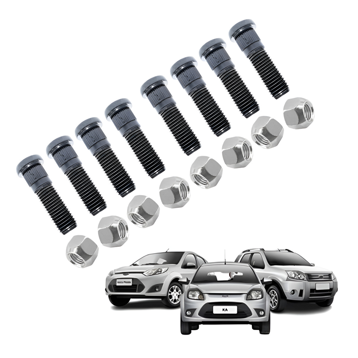 Kit Prisioneiro C/ Porca Roda Ford Ka/fiesta/ecosport 8 Pçs