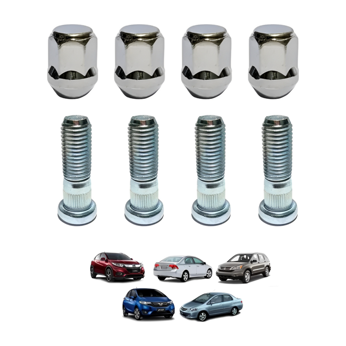 4 Prisioneiro C/ Porca Roda Honda Civic, City, Fit, Accord - Imagem 2