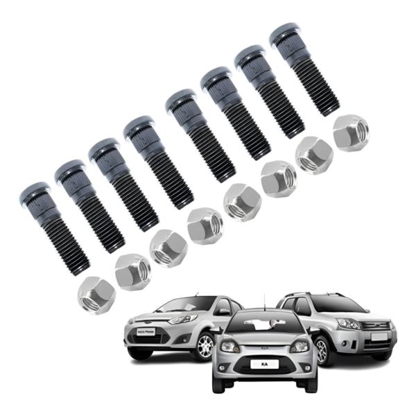 Kit Prisioneiro C/ Porca Roda Ford Ka/fiesta/ecosport 8 Pçs