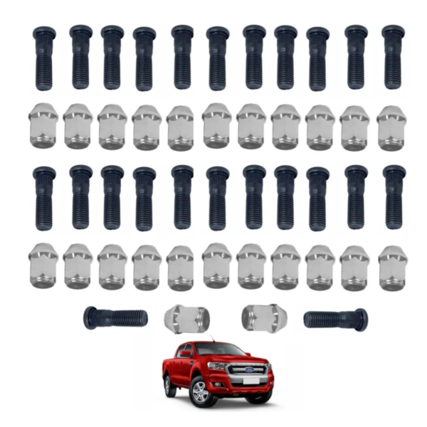 24 Prisioneiro Porca Roda Cromada Ford Ranger Maior 52mm