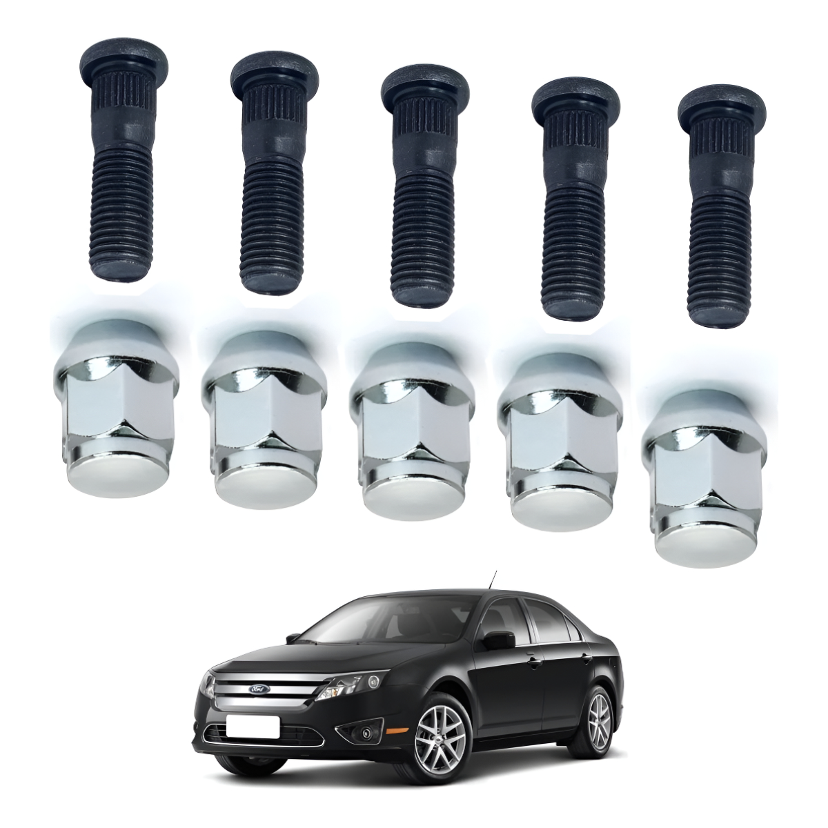 Kit 5 Prisioneiros C/ 5 Porcas Roda Ford Fusion 2010 2011 12