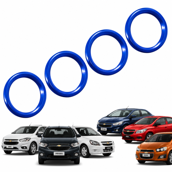 Kit 4 Anel Centralizador de Roda Todos Gm Corsa Celta Prisma Onix Zafira 73.00 X 56.6mm Cor Azul