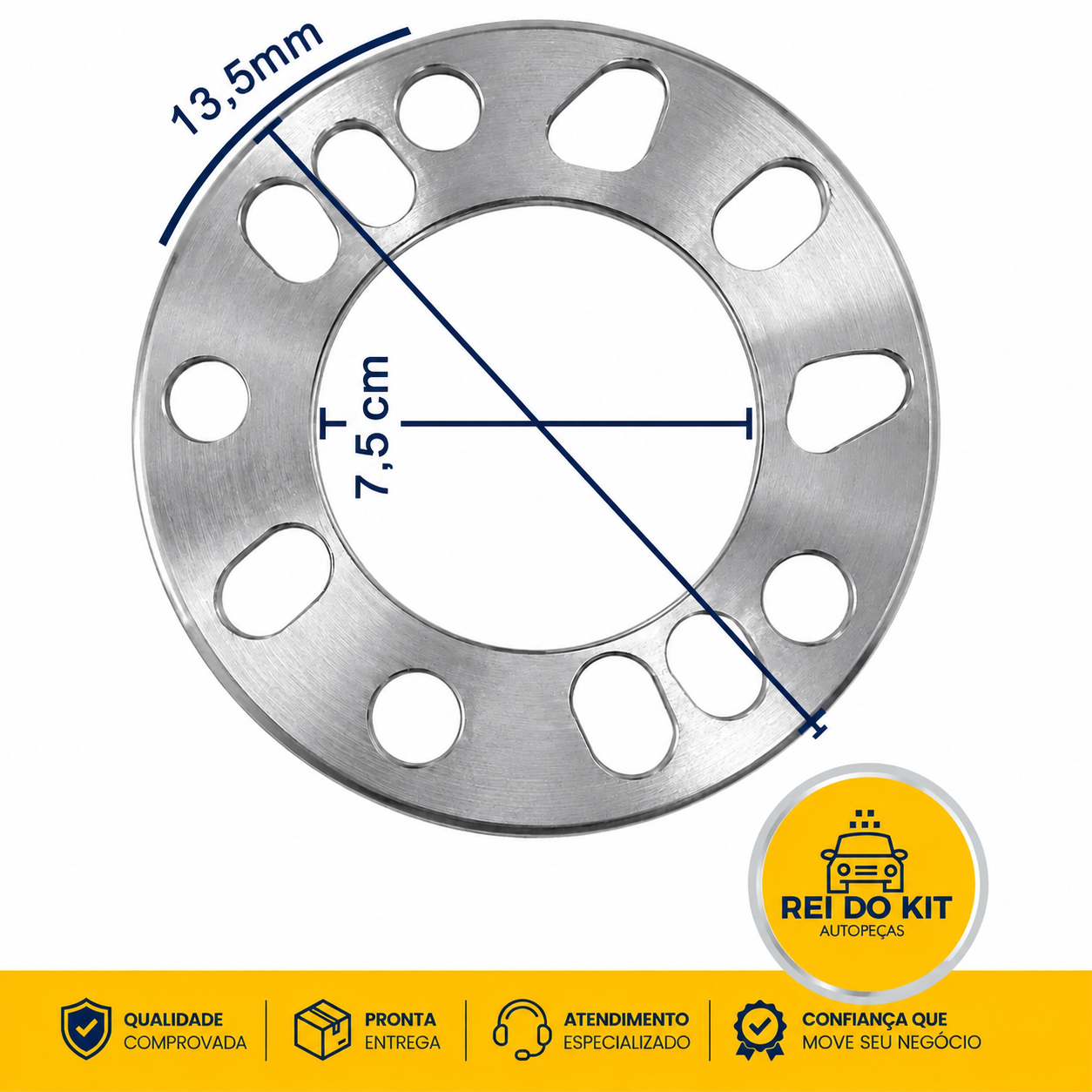 kit 4 Espaçador Alargador P/ Roda Universal 4 E 5 Furos 7mm para linha FIAT VW GM FORD GM PEUGEOT AUDI - Imagem 3