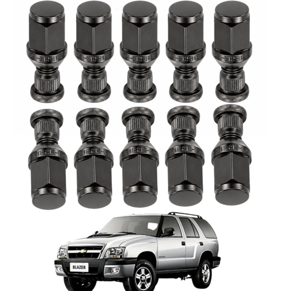 Kit 10 Parafuso Com Porca Roda Blazer S10 1998 1999 2000 2002 2002 2003 2004 2005 até 2011 - Dianteiro 41mm