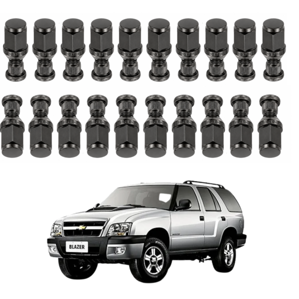 kit 20 Parafuso Com Porca Roda Blazer S10 1998 1999 2000 2001 2002 2003 2004 até 2011 dianteiro e traseiro 41mm dt e 47 tras