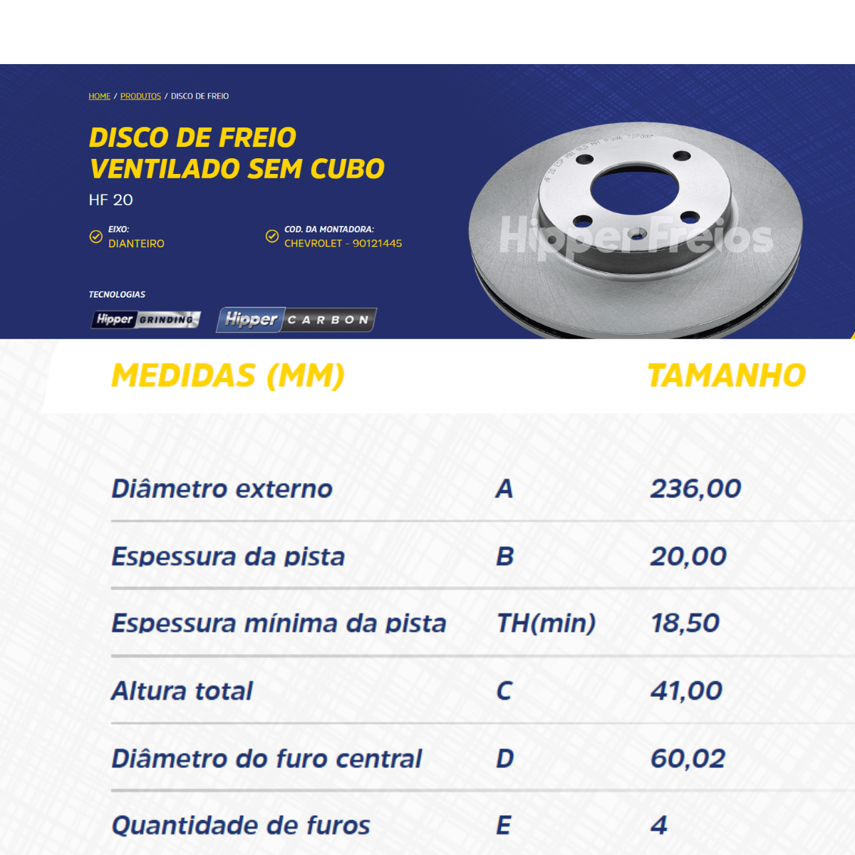 Jogo Disco de Freio Dianteira Monza Ipanema Kadett Agile Astra Celta Corsa ventilado 4 furos HF20 - Imagem 2