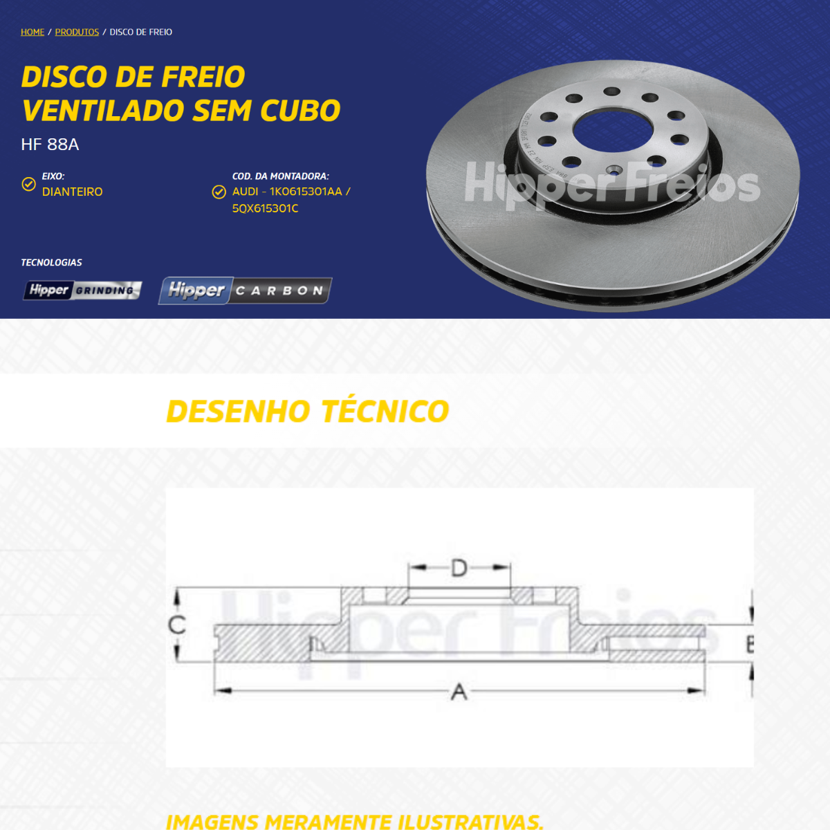 Par Disco de Freio Audi A3 Audi tt Audi Q3 Eos Golf New Beatle Jetta Tiguan Hf88a 312mm 5 Furos - Imagem 3