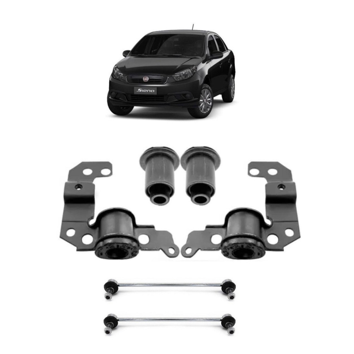 Bieletas+ Buchas Bandeja Fiat Palio Novo Grand Siena Mobi - Imagem 3