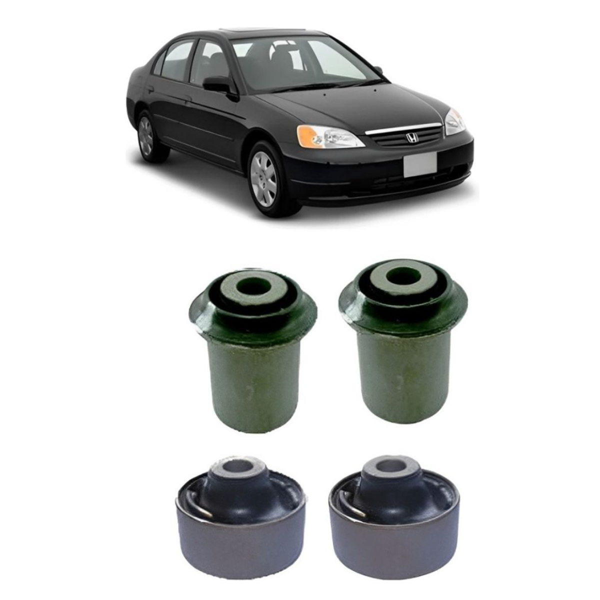 Kit 4 Buchas Bandeja Balança Honda Civic 2001 2002 2003 Á 05 - Imagem 3