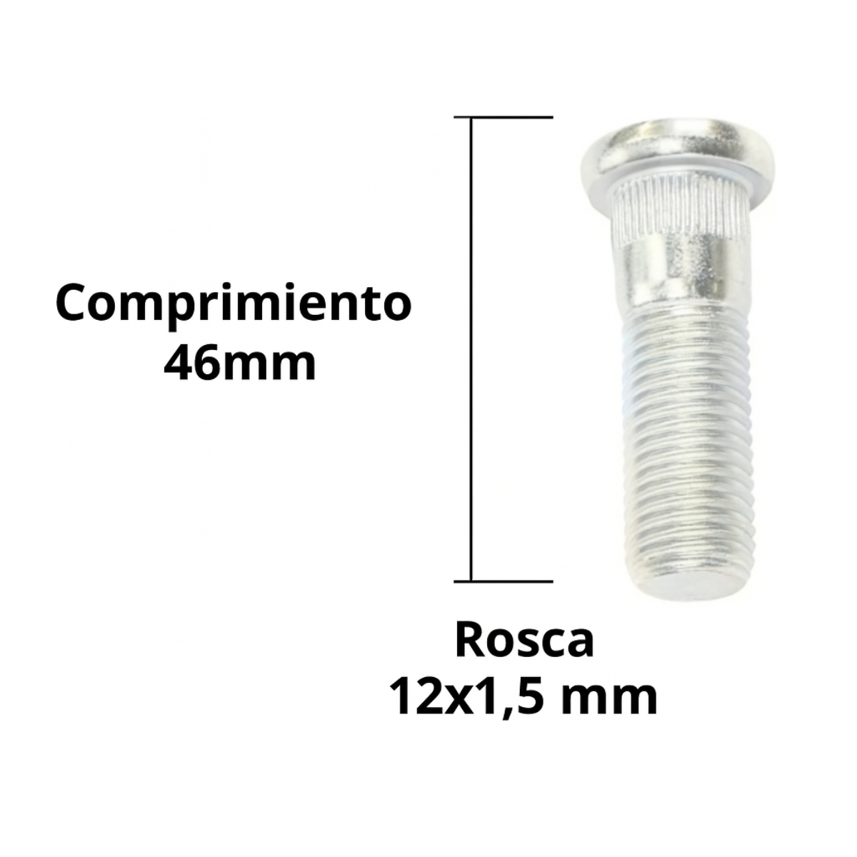 Kit 5 Prisioneiros Parafuso Roda Kia Sportage Cerato 12x1,50 - Imagem 3