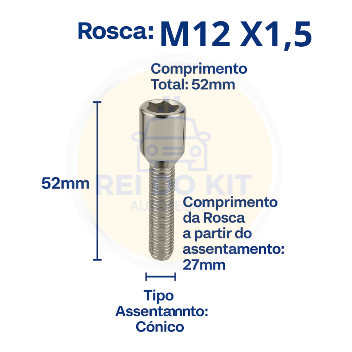 16 Parafuso Roda Liga Leve Multi Allen 12x1,5 Corsa Celta - Imagem 3
