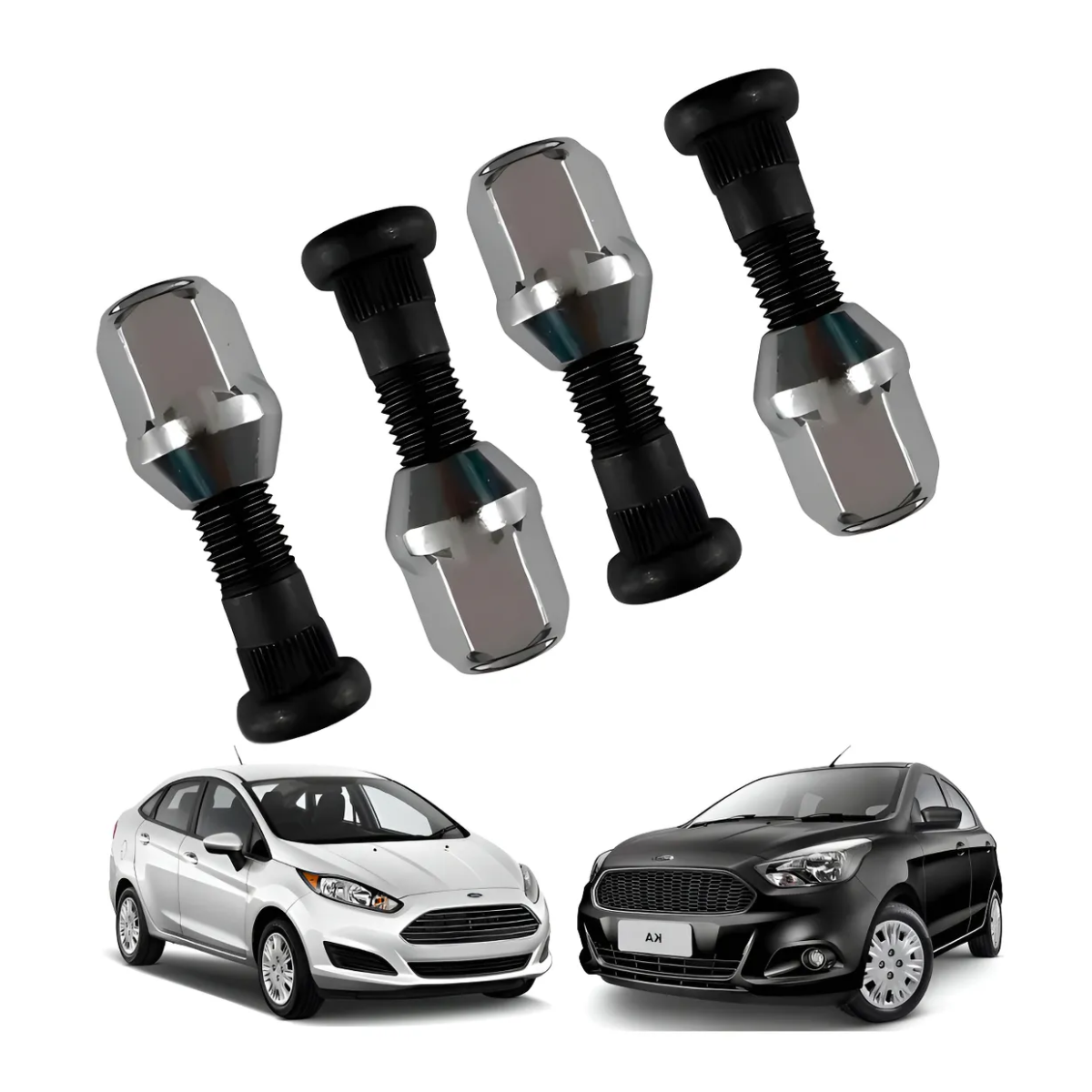 4 Prisioneiro Roda Com Porca Ford Fiesta Courier Ka Ecosport - Imagem 4