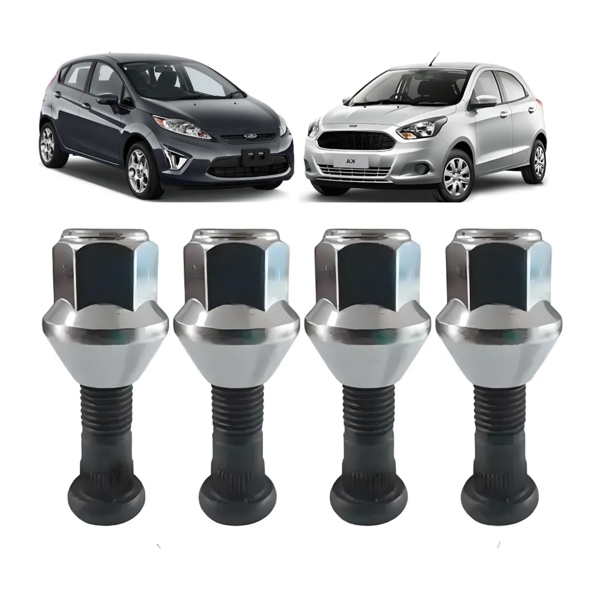 4 Prisioneiro Roda E Porca Ford New Fiesta Ka Focus Ecosport - Imagem 3