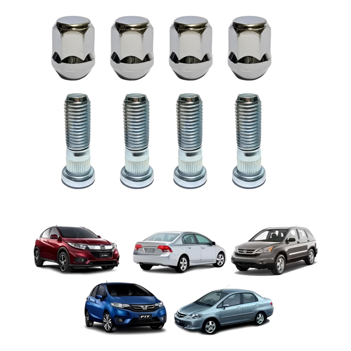 Kit Prisioneiro C/ Porca Roda Honda Civic,fit,city, - 04 Pçs - Imagem 2