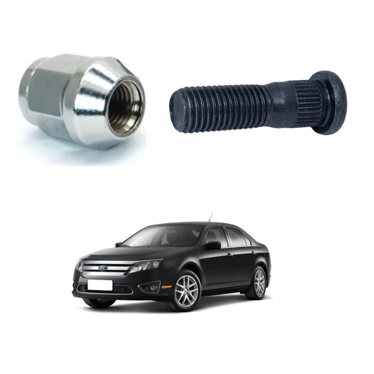 Kit 5 Prisioneiros C/ 5 Porcas Roda Ford Fusion 2010 2011 12 - Imagem 3