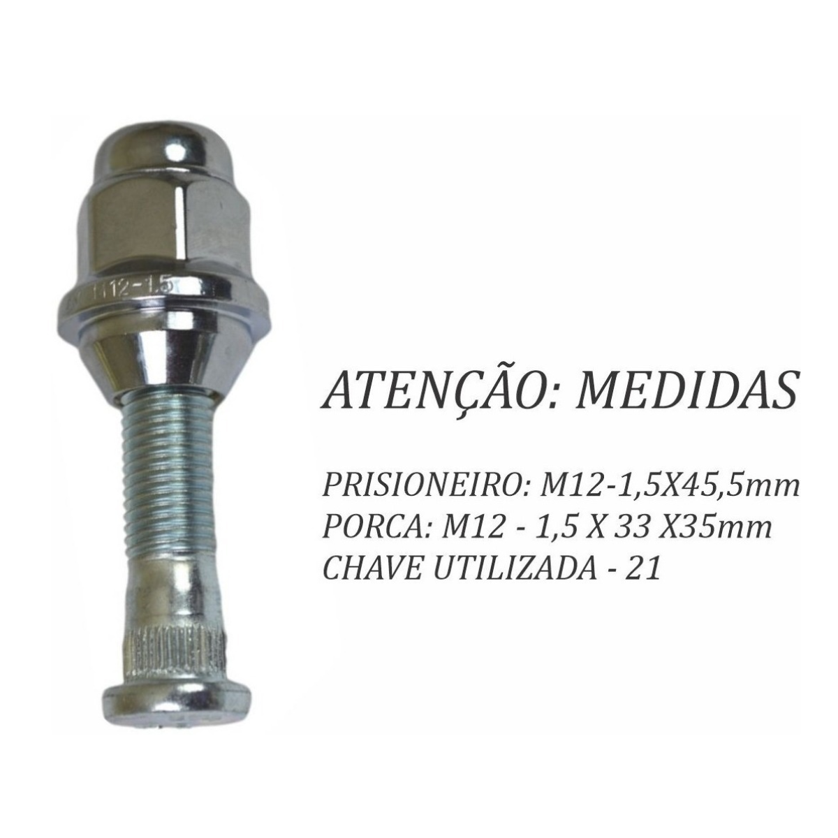 16 Prisioneiros C/ Porca Cromada P/ Roda De Ferro Hb20 Todos - Imagem 3