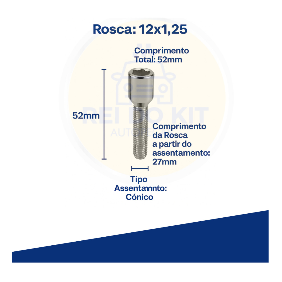 16 Parafuso Roda Liga Leve Multi Allen 12x1,25 Peugeot 208 - Imagem 4