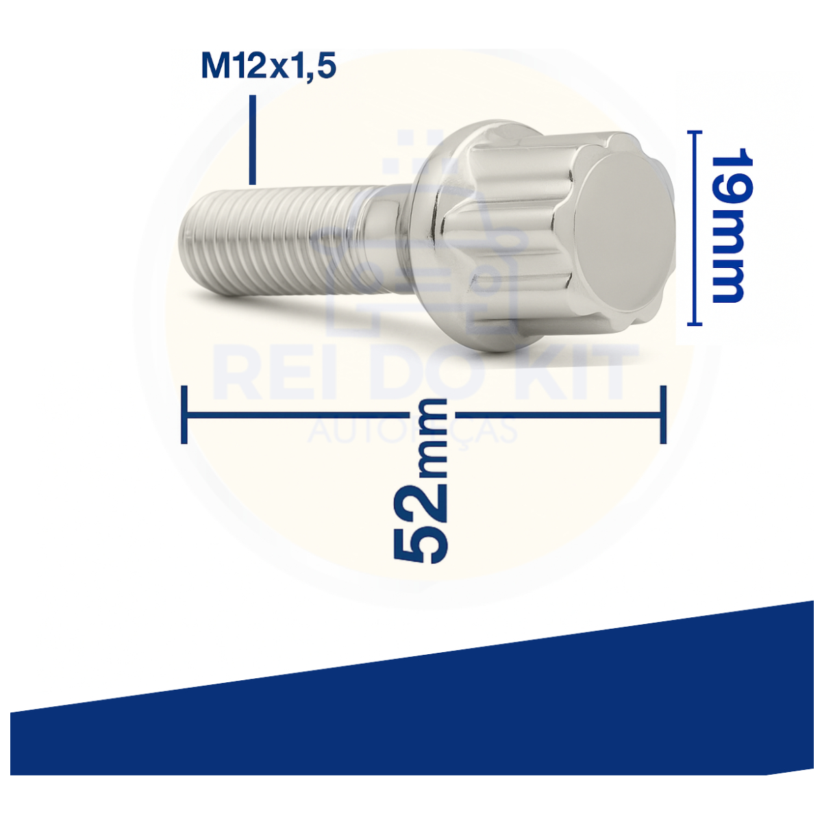 Kit 04 Parafuso Roda + Chave Antifurto 12x1,5m Celta Zafira - Imagem 4