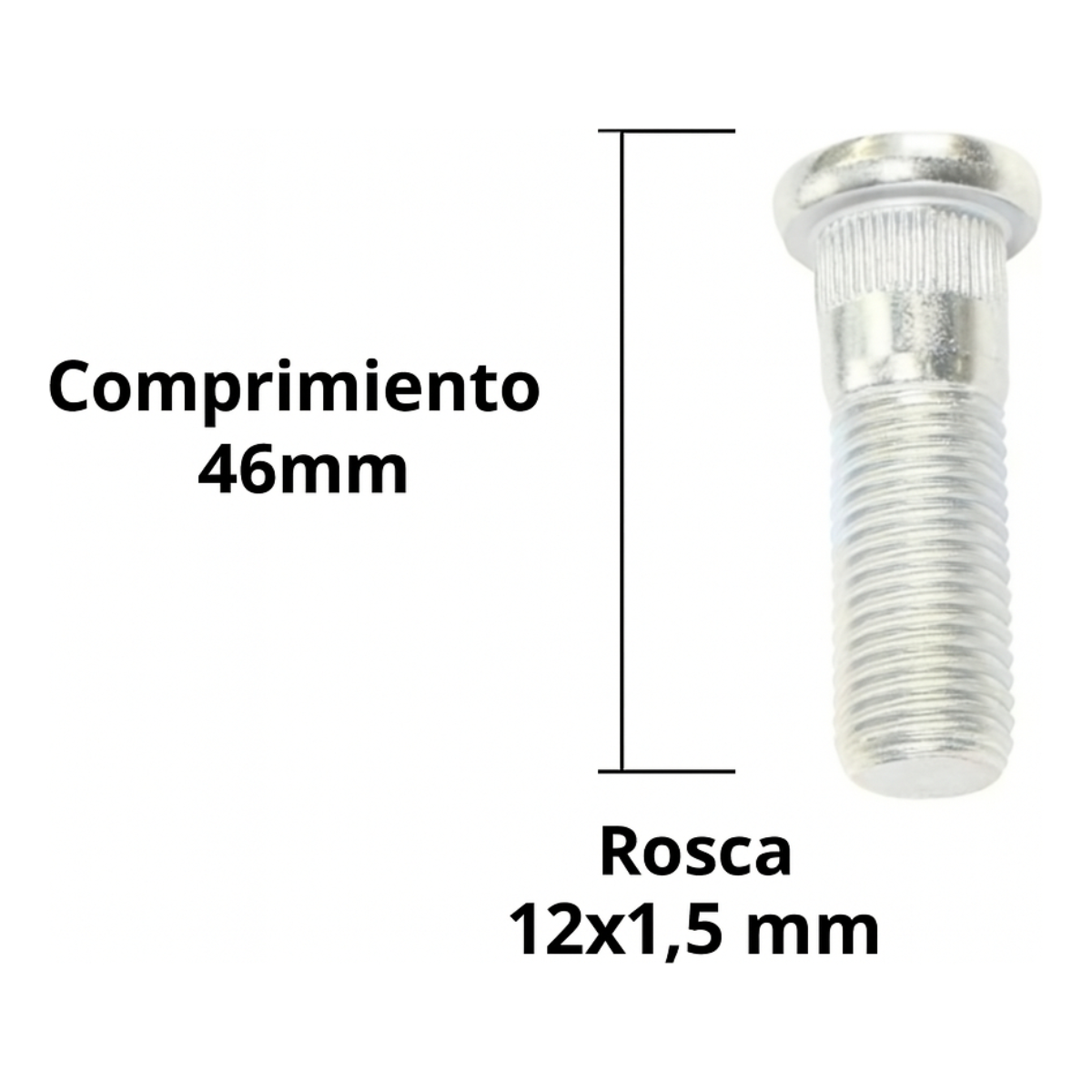 Kit 5 Prisioneiros Parafuso Roda Kia Sportage Cerato 12x1,50 - Imagem 3