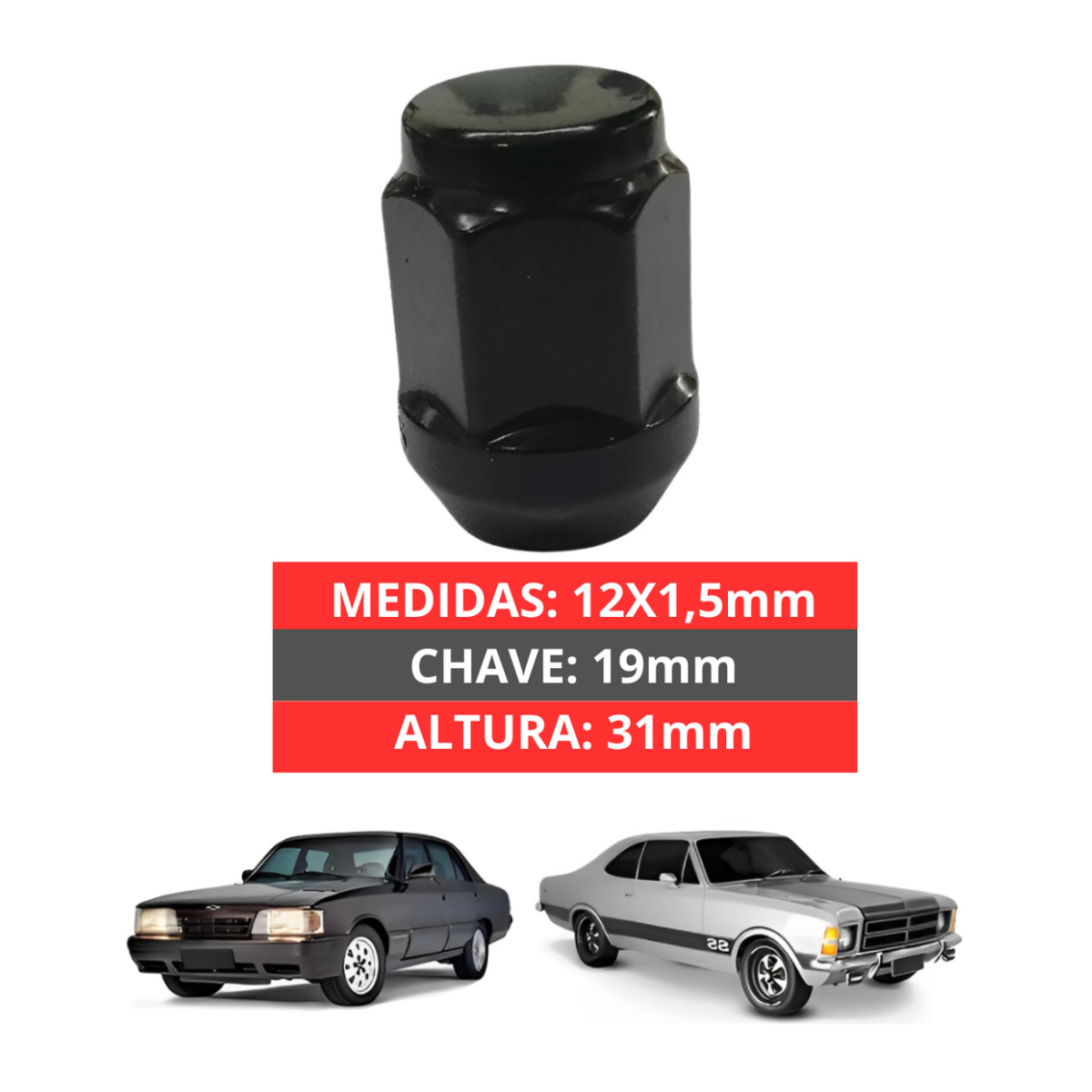 Kit 5 Prisioneiro C/porca Roda Dianteira E Traseira Opala - Imagem 4