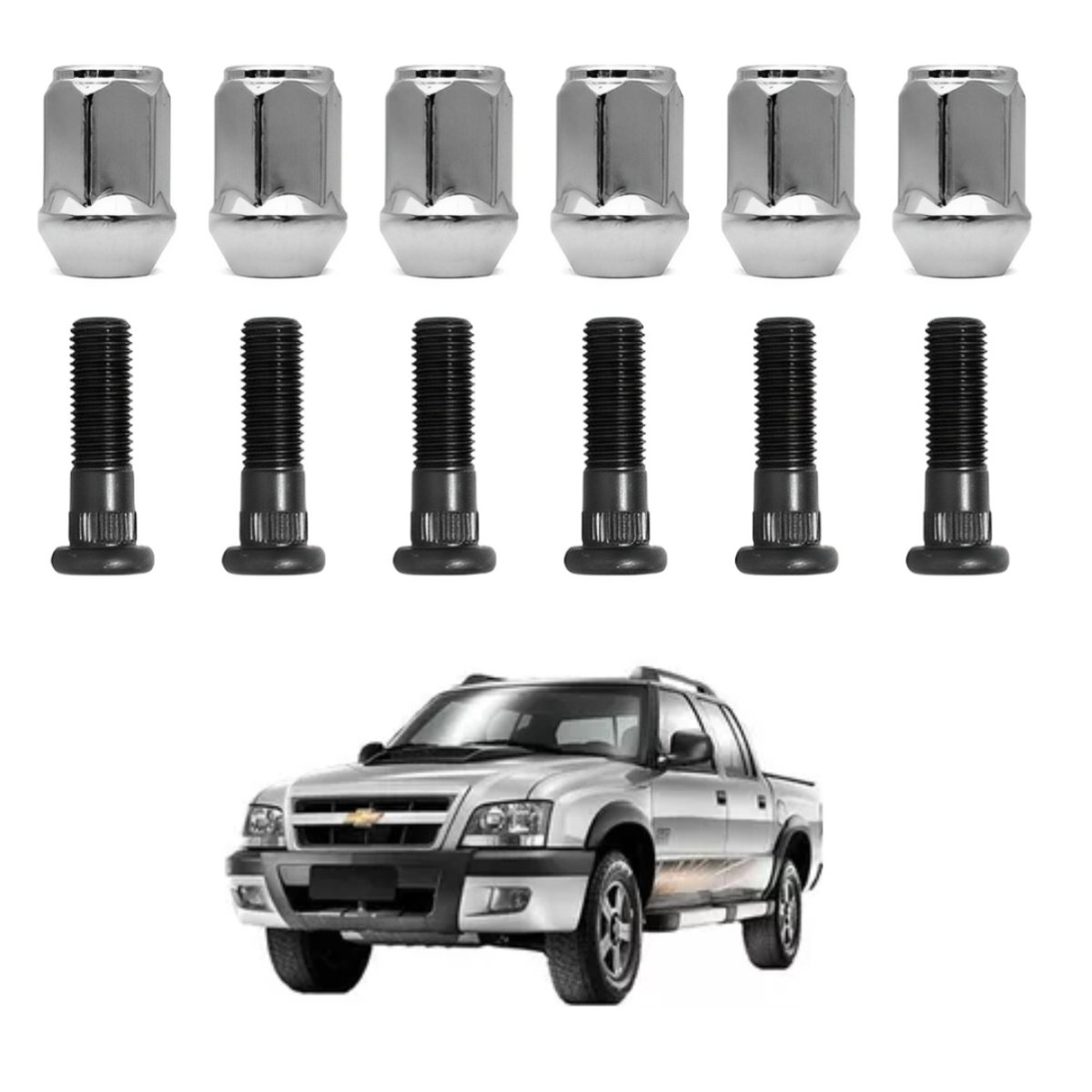 20 Porcas + 20 Prisioneiros Roda Traseiros Silverado D20 S10 - Imagem 5