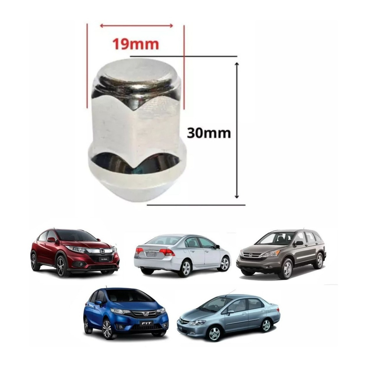 4 Prisioneiro C/ Porca Roda Honda Civic, City, Fit, Accord - Imagem 5