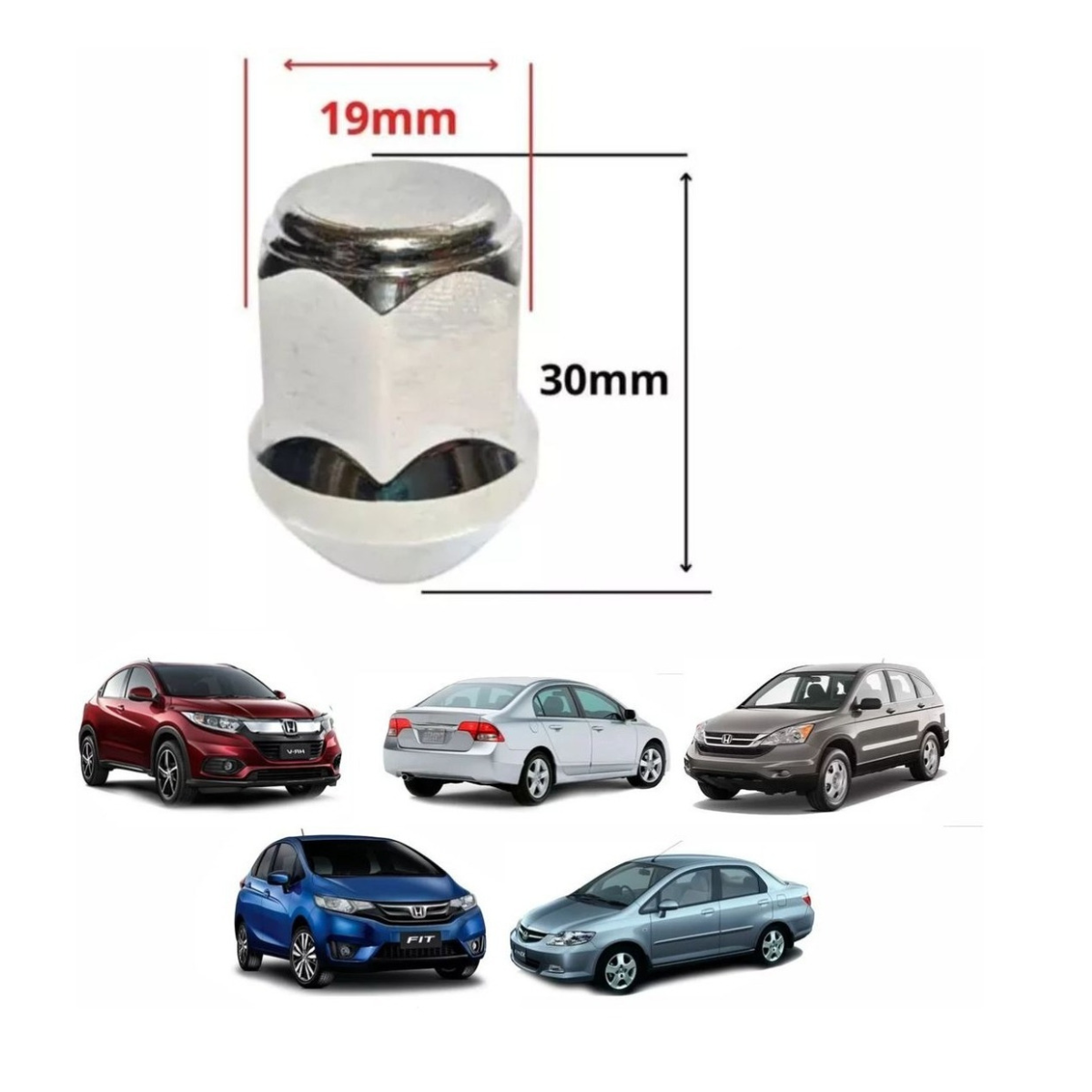 Kit Prisioneiro C/ Porca Roda Honda Civic,fit,city, - 04 Pçs - Imagem 5