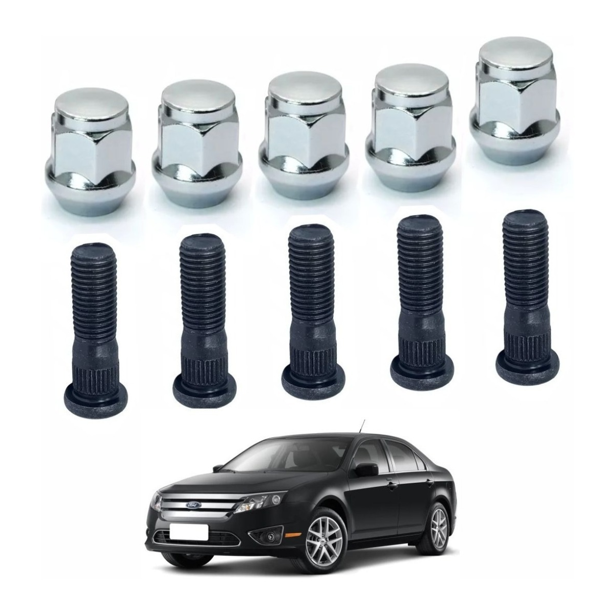 Kit 5 Prisioneiros C/ 5 Porcas Roda Ford Fusion 2010 2011 12 - Imagem 6
