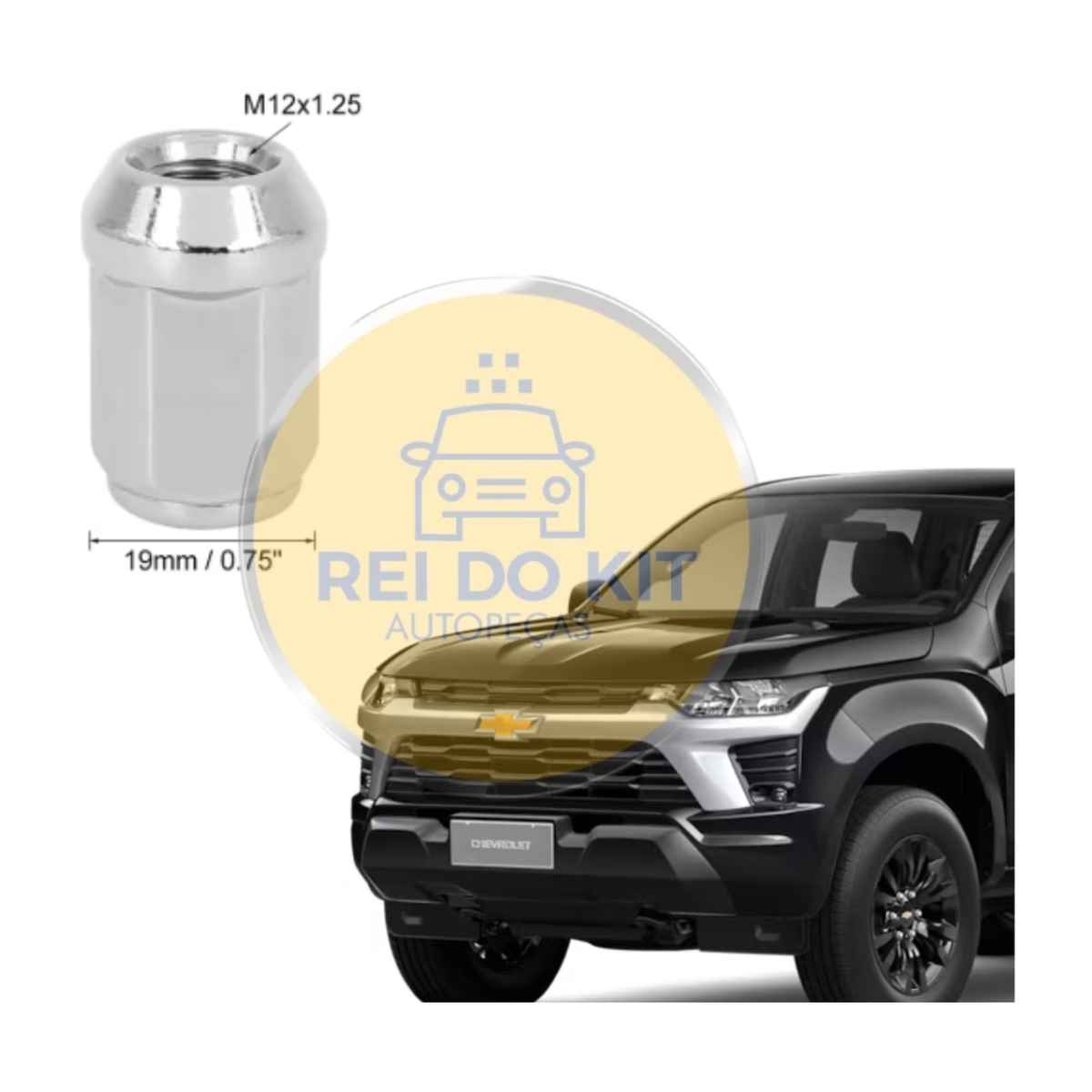 Kit Com 12 Porca De Roda S10 2012 2013 2014 15 16 17 18 - Imagem 7