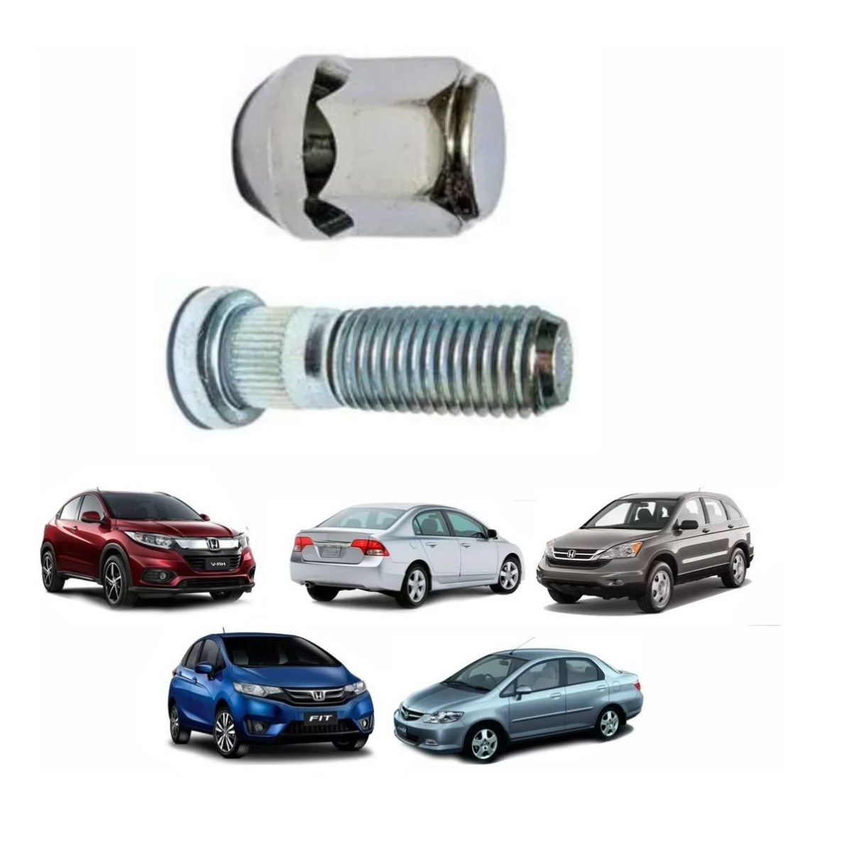 4 Prisioneiro C/ Porca Roda Honda Civic, City, Fit, Accord - Imagem 8