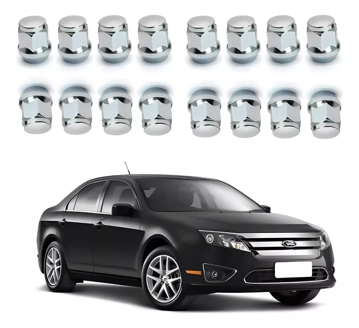 Kit 4 Porca Cromada Roda Ford Fusion 2008 2009 2010 2011 12 - Imagem 4