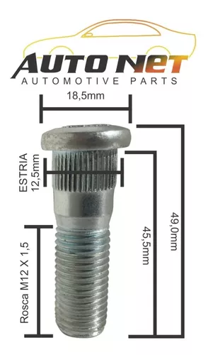 Kit 8 Prisioneiros Parafuso De Roda Hyundai I30 Tucson Ix35 Azera Veloster Hb20 Elantra M12 X 1,5 X 45,5mm - Imagem 5
