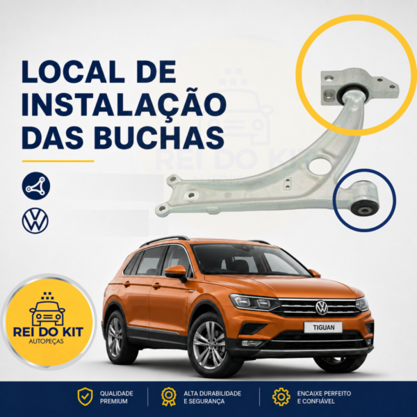 Alternative view of Kit C/ 4 Buchas de Bandeja Balanca Dianteira Audi Q3 Passat Tiguan 3C0199231A+1K0407182A