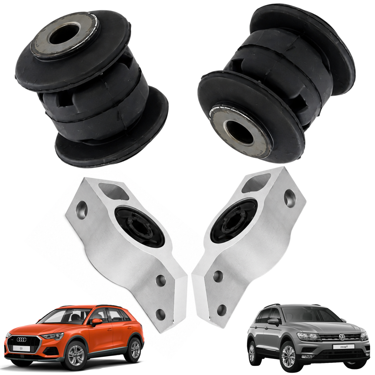 Kit C/ 4 Buchas de Bandeja Balanca Dianteira Audi Q3 Passat Tiguan 3C0199231A+1K0407182A - Imagem 3