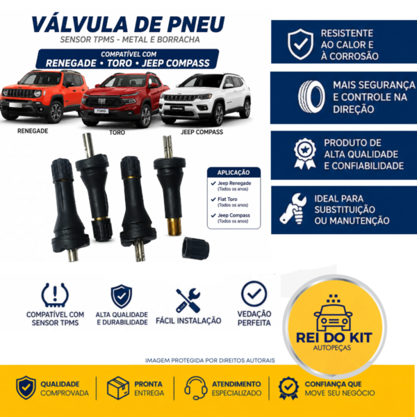 Alternative view of Kit 4 Bicos Tpms Jeep Toro Renegade Compass Novo Encaixe 420