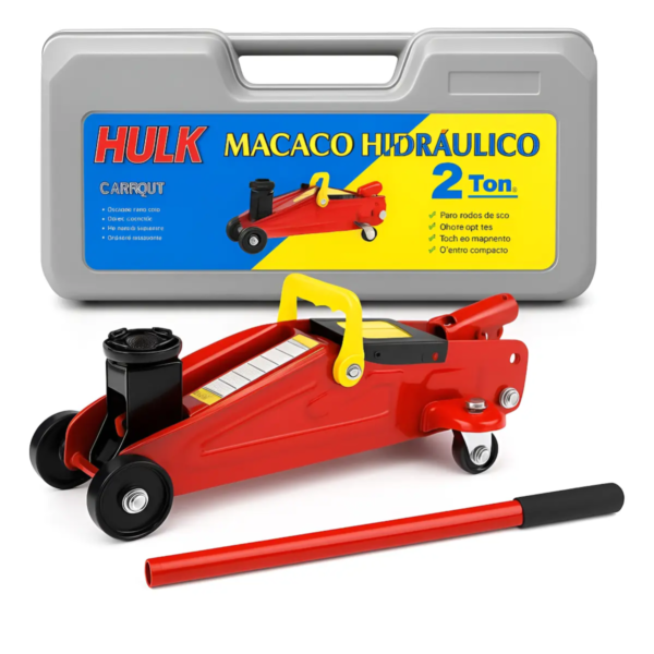 Macaco Hidráulico Tipo Jacaré 2ton Portátil C/ Maleta Hulk